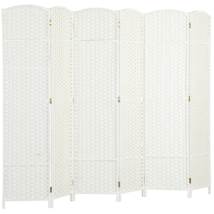 Biombo de 6 Paneles Separador de Ambientes Plegable 240x170 cm Biombo Separador de Ambientes para Salón Dormitorio Oficina Blanco