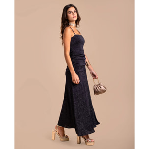 Vestido midi de tirantes con brillo