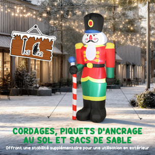 Casse-noisette Noël gonflable H.245 cm LED intégrées sceptre kit installation complet