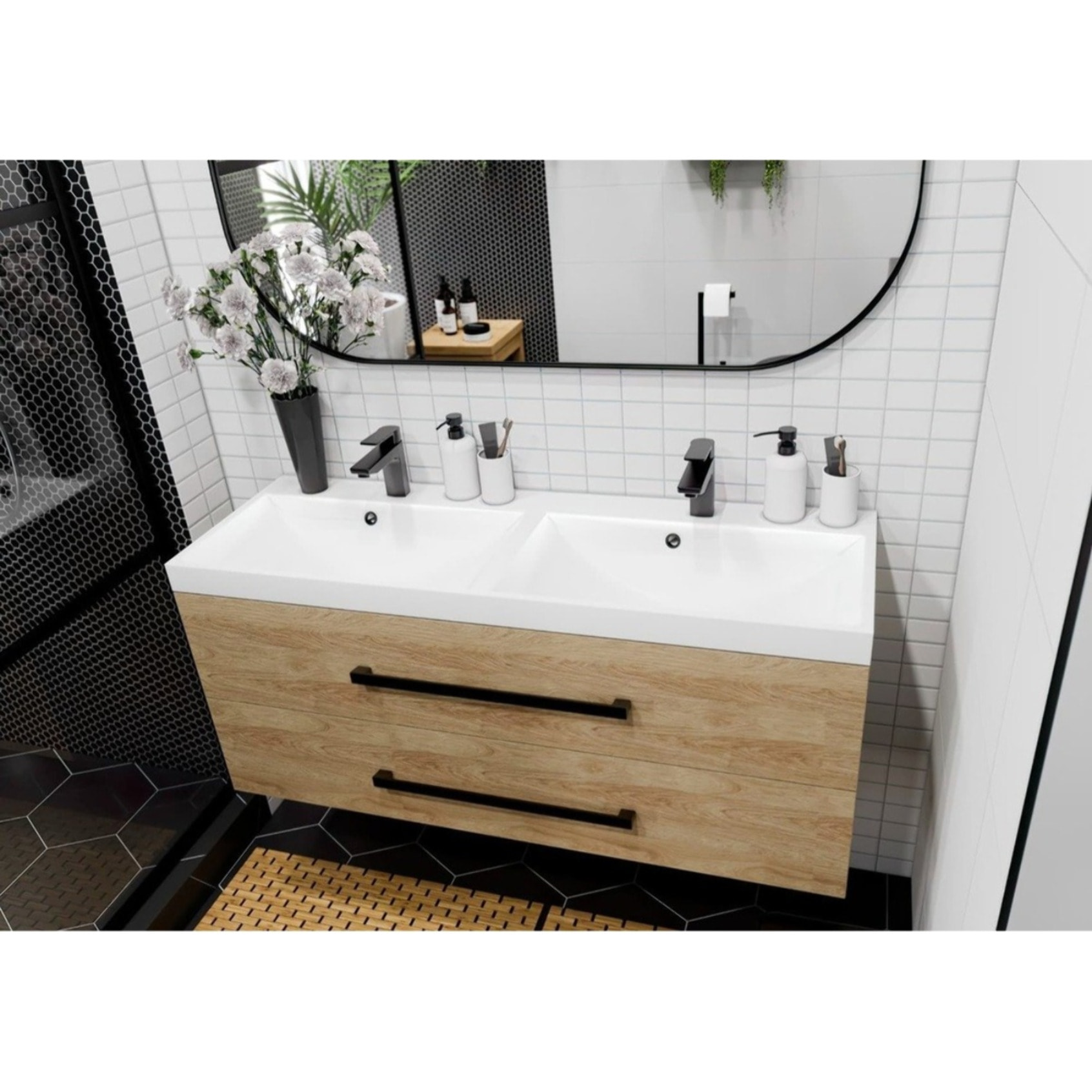 Cube Way mitigeur de lavabo à levier sur pied, sans vidage, noir mat (CU271MC)