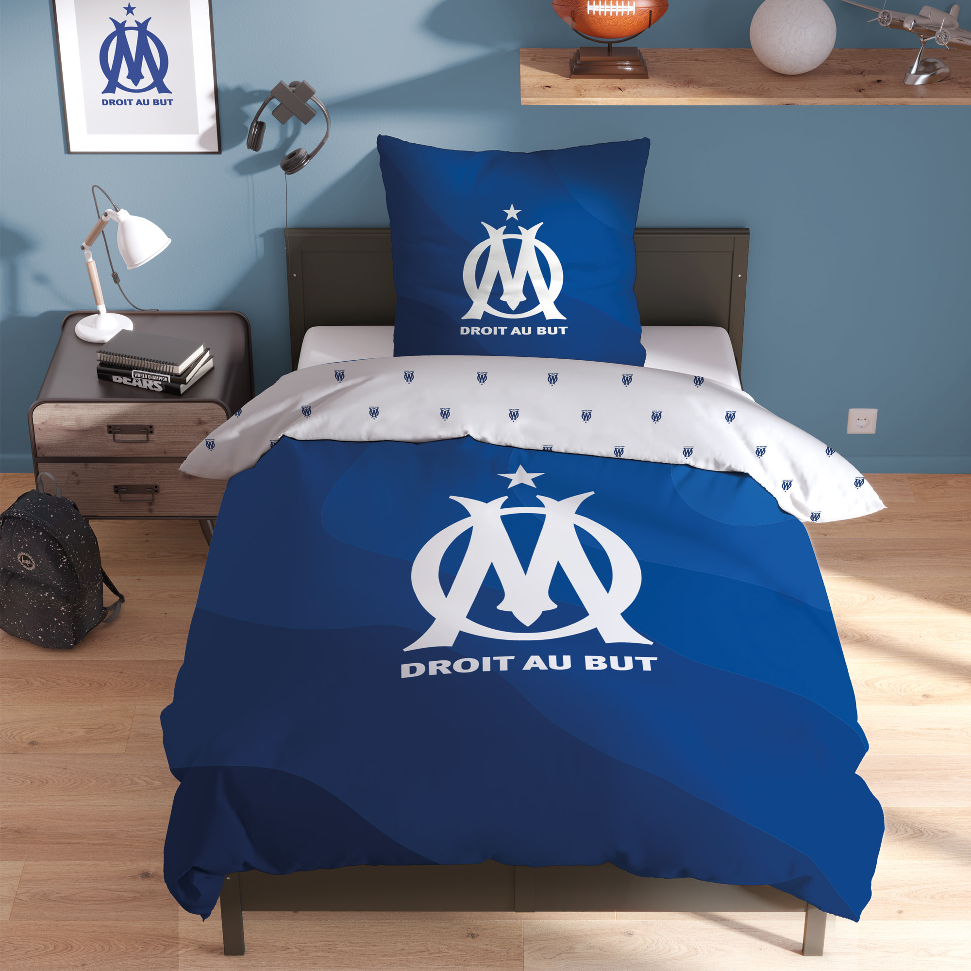 Parure de lit 100% Coton, OM ONDEBLUE