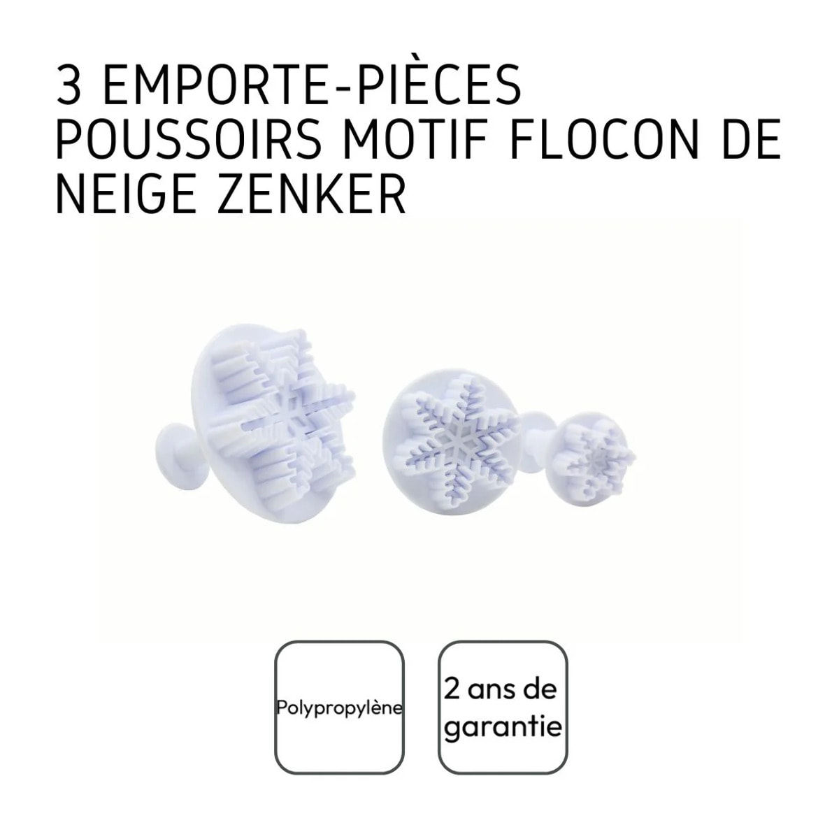 Lot de 3 emporte-pièces de Noël pour pâte à sucre motif flocon de neige Zenker Emporte-pièces