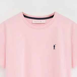 Camiseta rosa de manga corta y cuello redondo con bordado Rigby Go