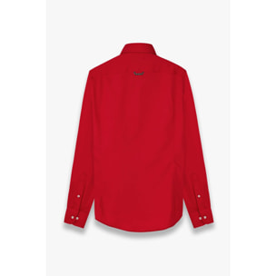 camicia uomo 1 bottone button down slim Satin Unito Rosso