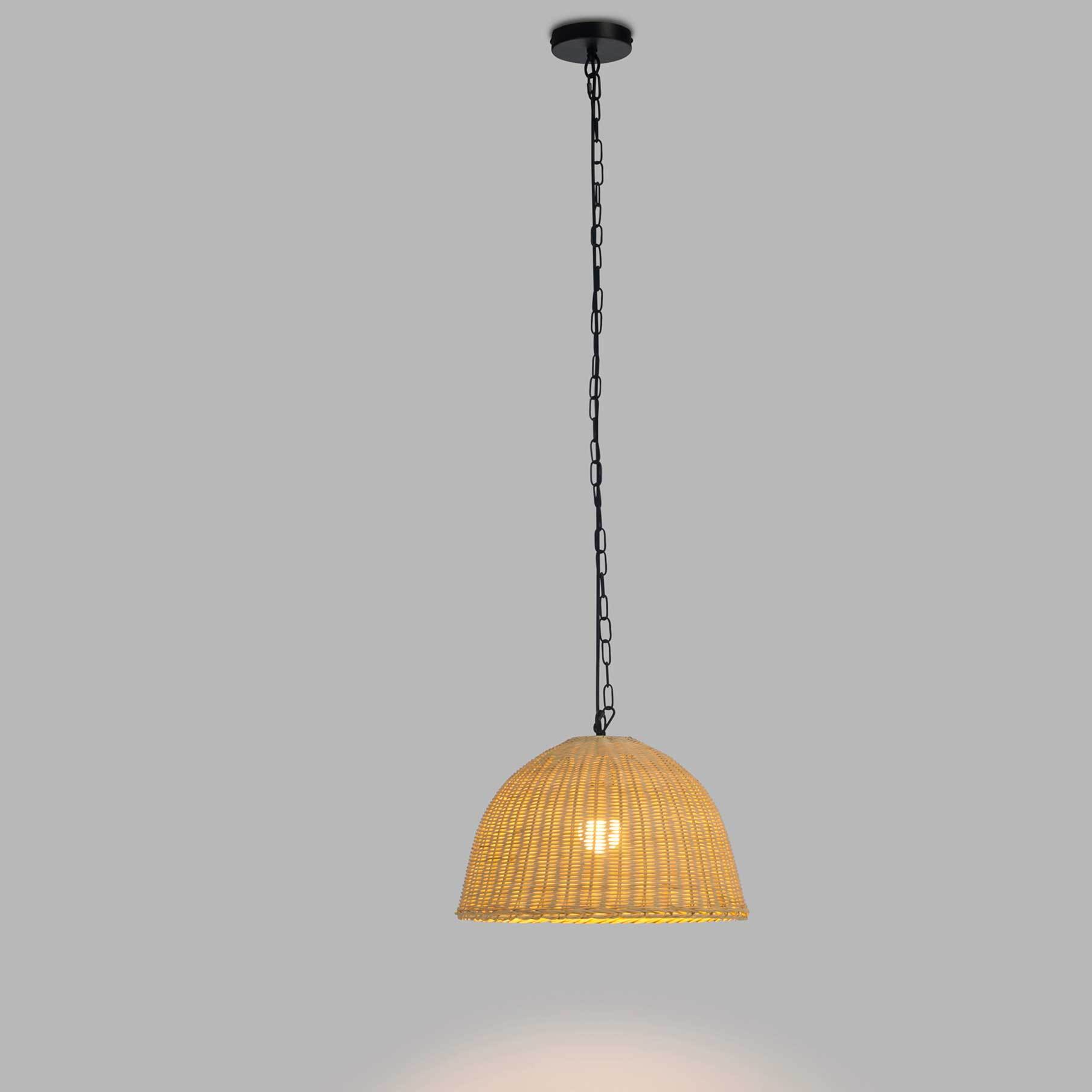 FORLIGHT Cortic lampara colgante de rattan natural / negro para bombilla E27