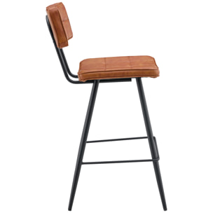 Lot de 2 tabourets de bar en simili cognac FERNAND