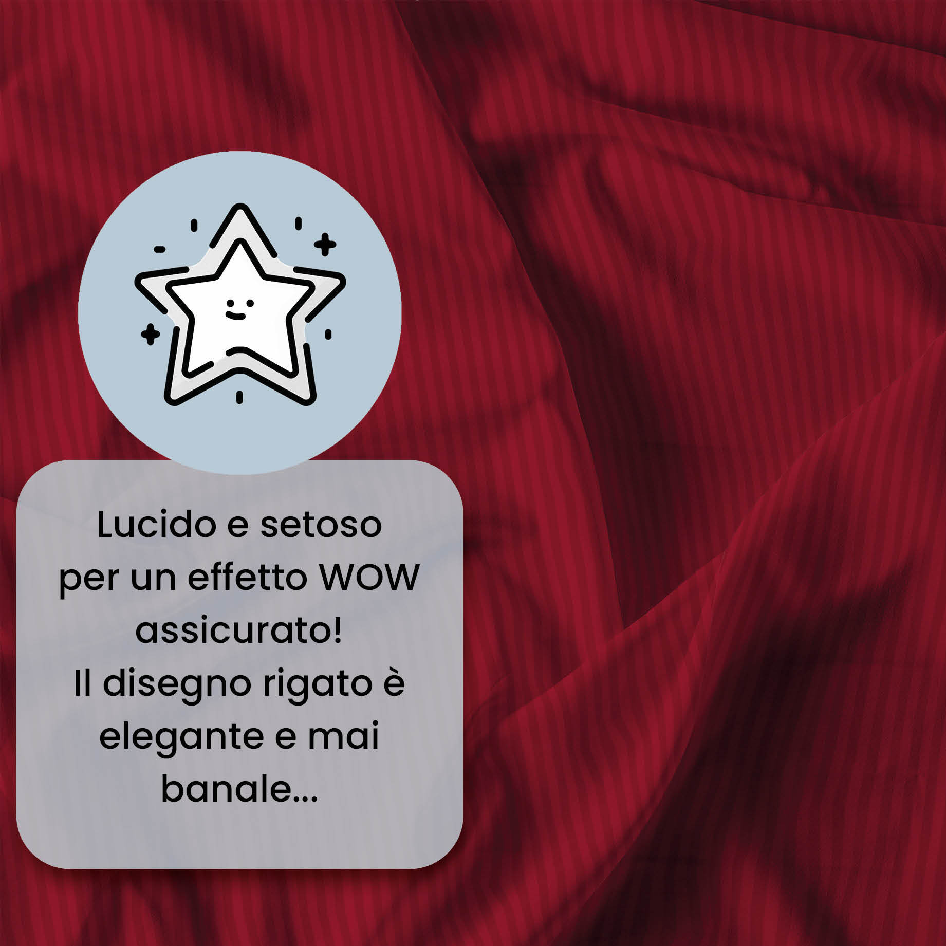 PARURE COPRIPIUMINO SATIN STRIPES, 100% Raso di Poliestere, Made in Italy, No Stiro - BORDEAUX