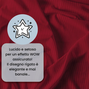PARURE COPRIPIUMINO SATIN STRIPES, 100% Raso di Poliestere, Made in Italy, No Stiro - BORDEAUX