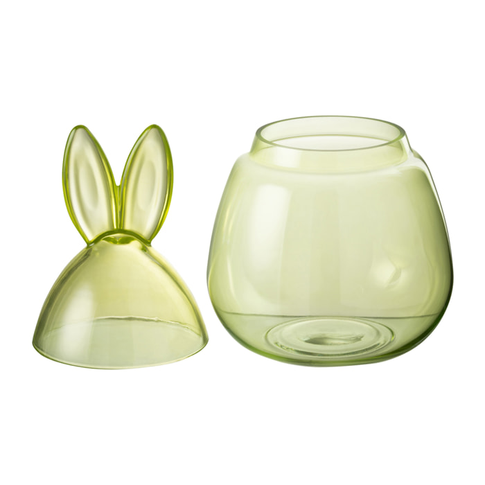 Pot de stockage J-Line Lapin - verre - vert - petit