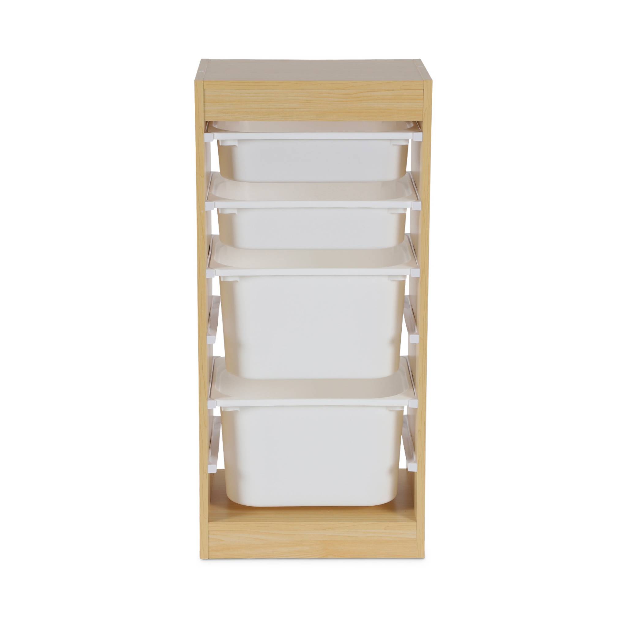 Meuble de rangement enfant 4 bacs de rangement. 41.5 x 30 x 89cm (Lot de 2) naturel
