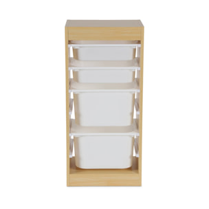 Meuble de rangement enfant 4 bacs de rangement. 41.5 x 30 x 89cm (Lot de 2) naturel