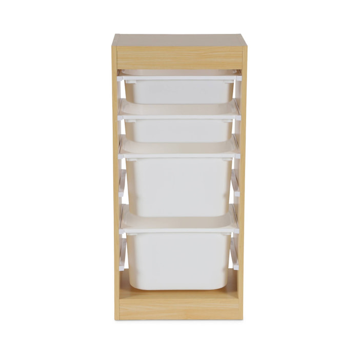 Meuble de rangement enfant 4 bacs de rangement. 41.5 x 30 x 89cm (Lot de 2) naturel