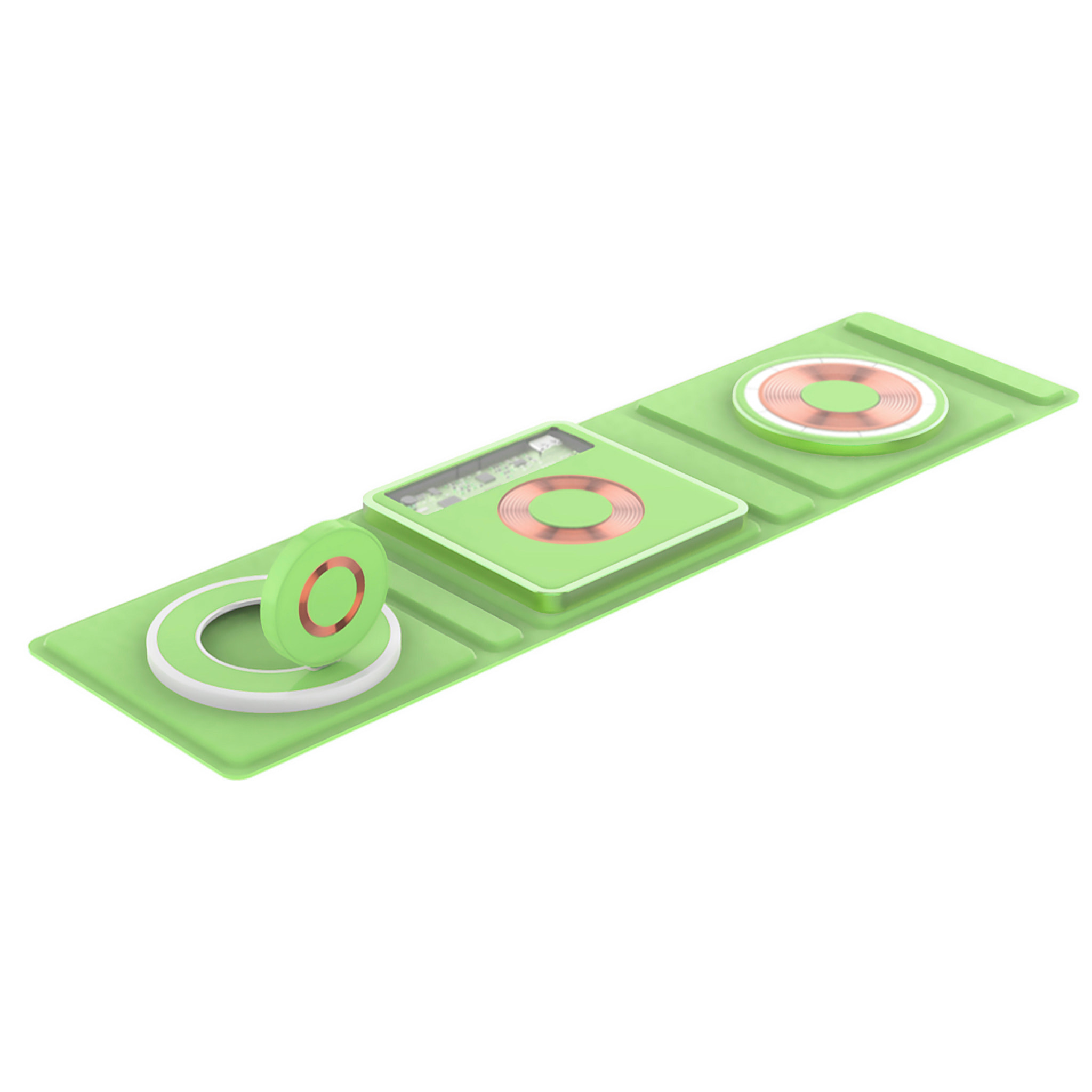 Base di ricarica portatile pieghevole Magsafe 15W + Qi + Apple Watch. Luce notturna a LED.