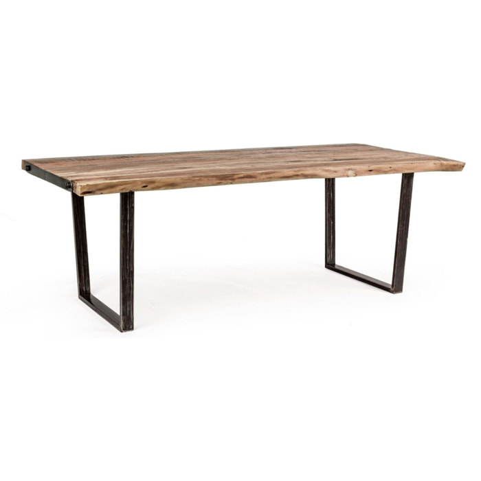 Tavolo ELMER in legno di acacia e gambe in acciaio nero, 220×100 cm