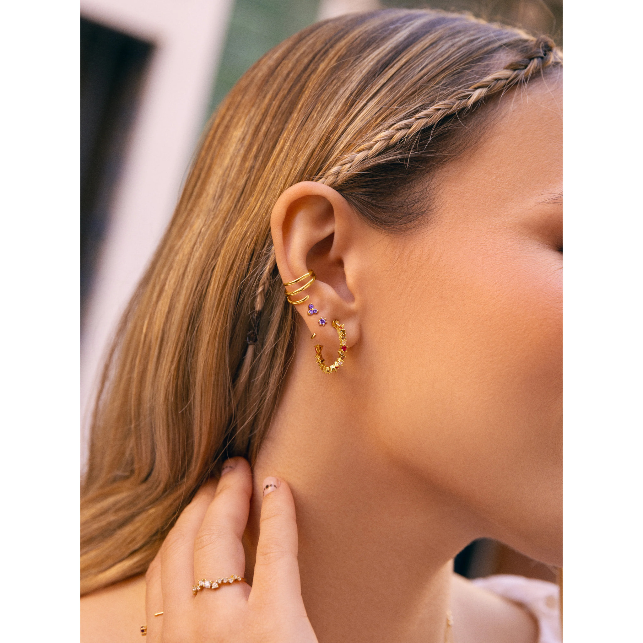 Orecchino Singolo Sophie Lavande Argento Placcato Oro