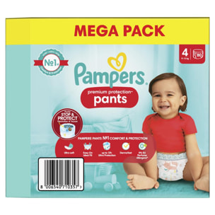 80 Couches-Culottes Premium Protection Taille 4, 9kg - 15kg, Pampers