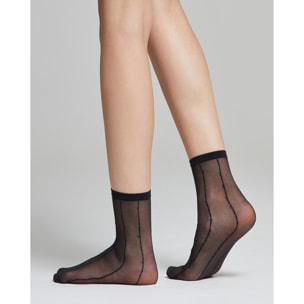 Calzino velato Peonia con righe verticali