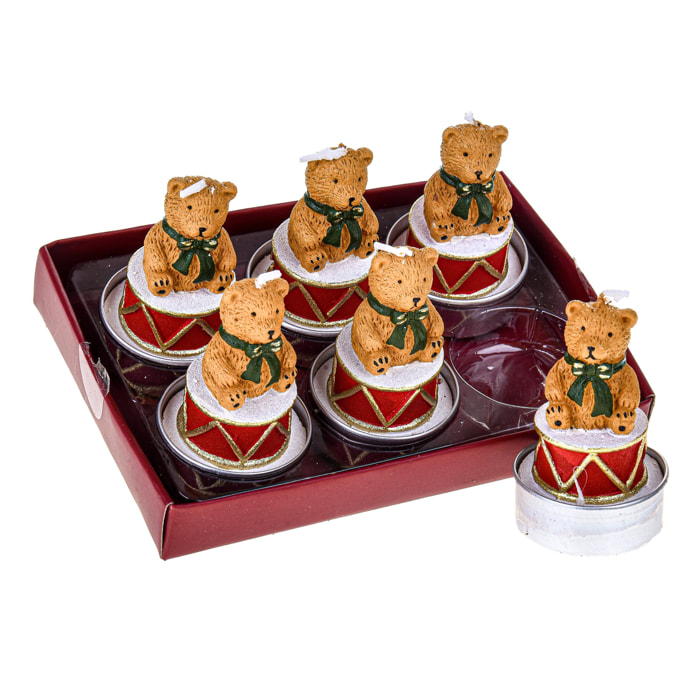Tea light orsetto - Pezzi 3 - ROSSO - Bianchi Dino SpA