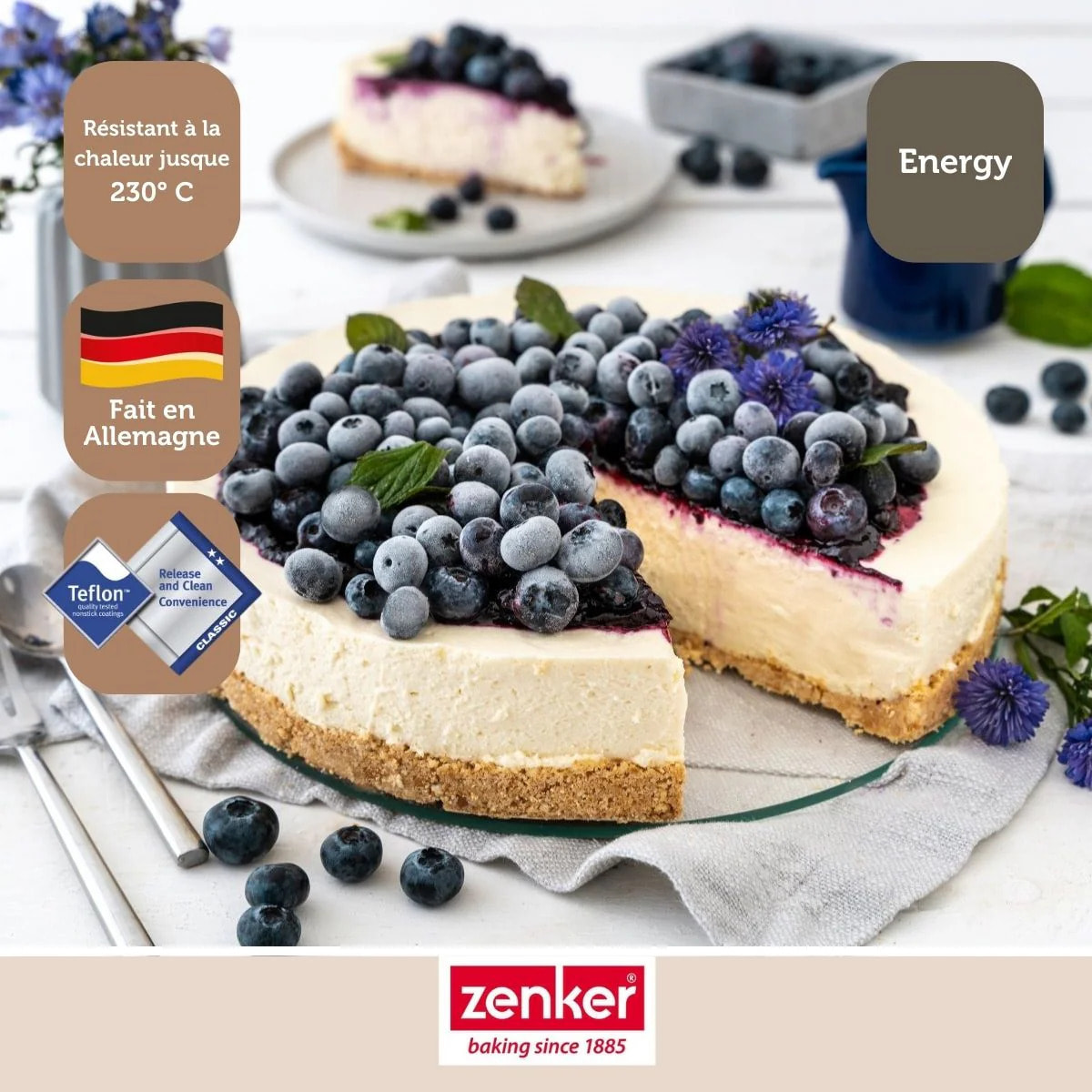 Moule à manqué à charnière fond en verre 26 cm Zenker Energy