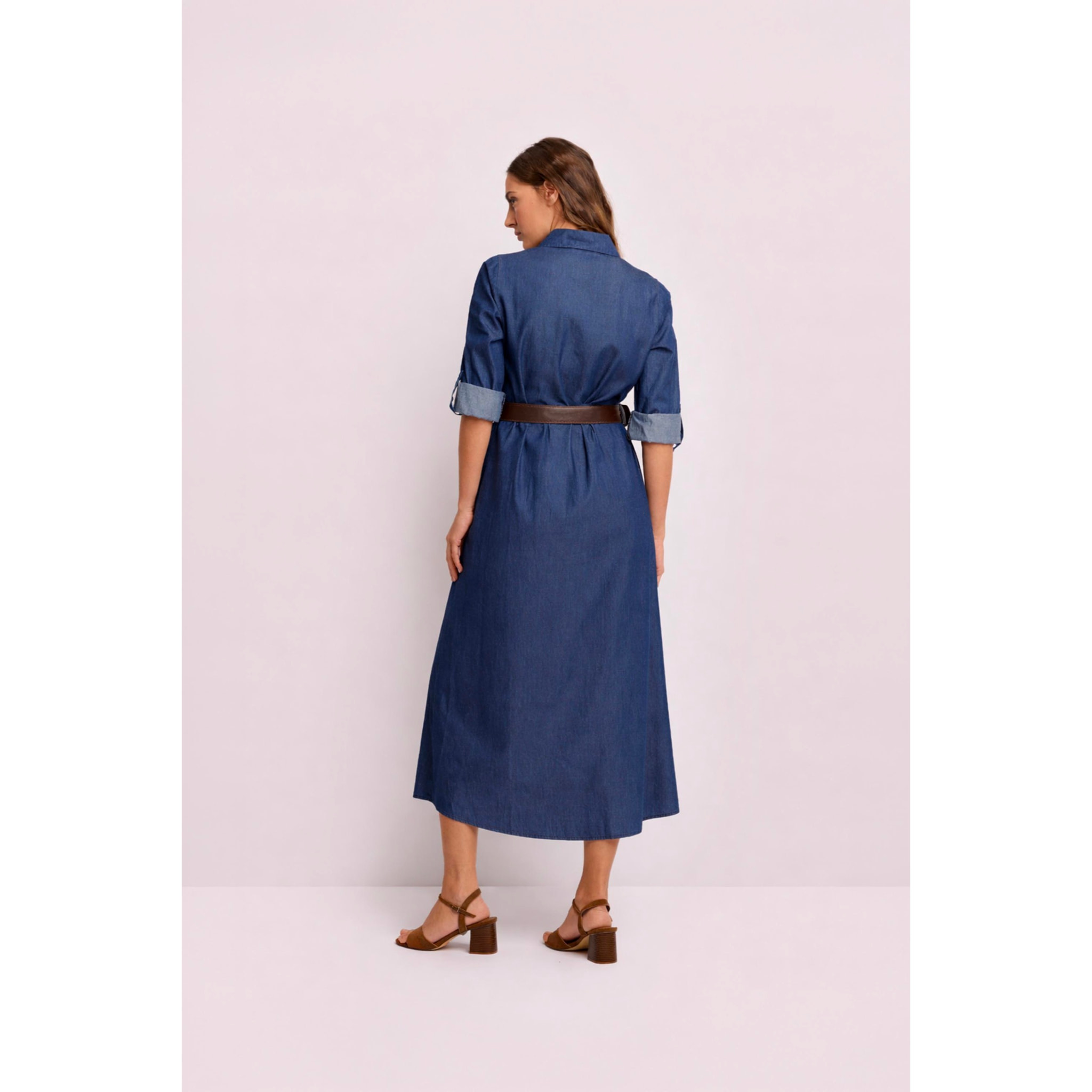 Kocca - Abito chemisier in cotone Donna, Tinta unita, Colletto di camicia