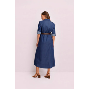 Kocca - Abito chemisier in cotone Donna, Tinta unita, Colletto di camicia