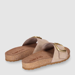 Sandalias de Piel - Arena - Tacón: Bajo