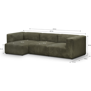 Canapé d'angle à gauche modulable 4 places en velours côtelé + pouf - MODULO
