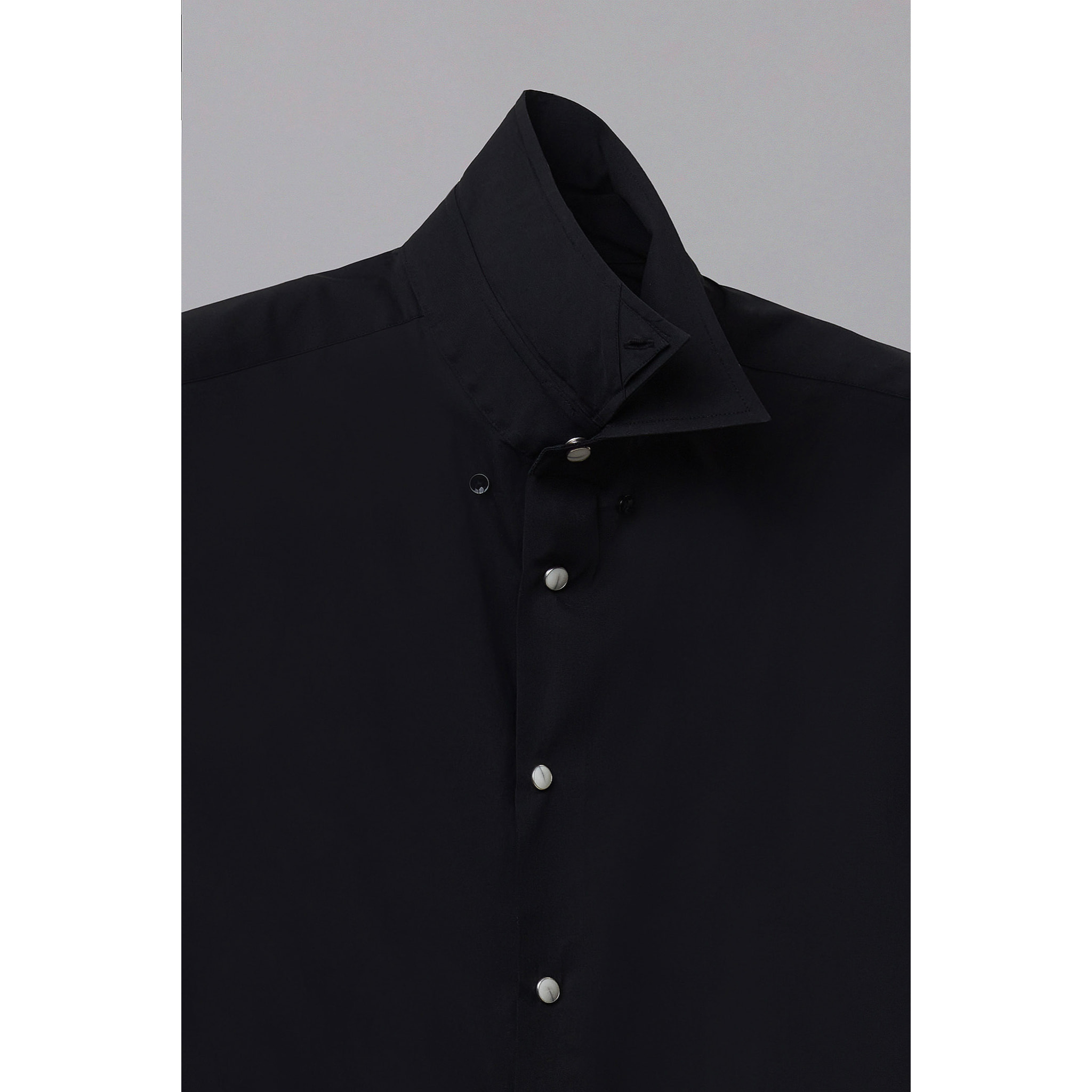 Camicia Uomo 1 Bottone Button Down Slim Popeline Stretch Unito Nero