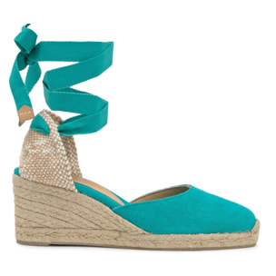 Alpargata de cuña Carina en algodón orgánico lavado con cierre de cintas