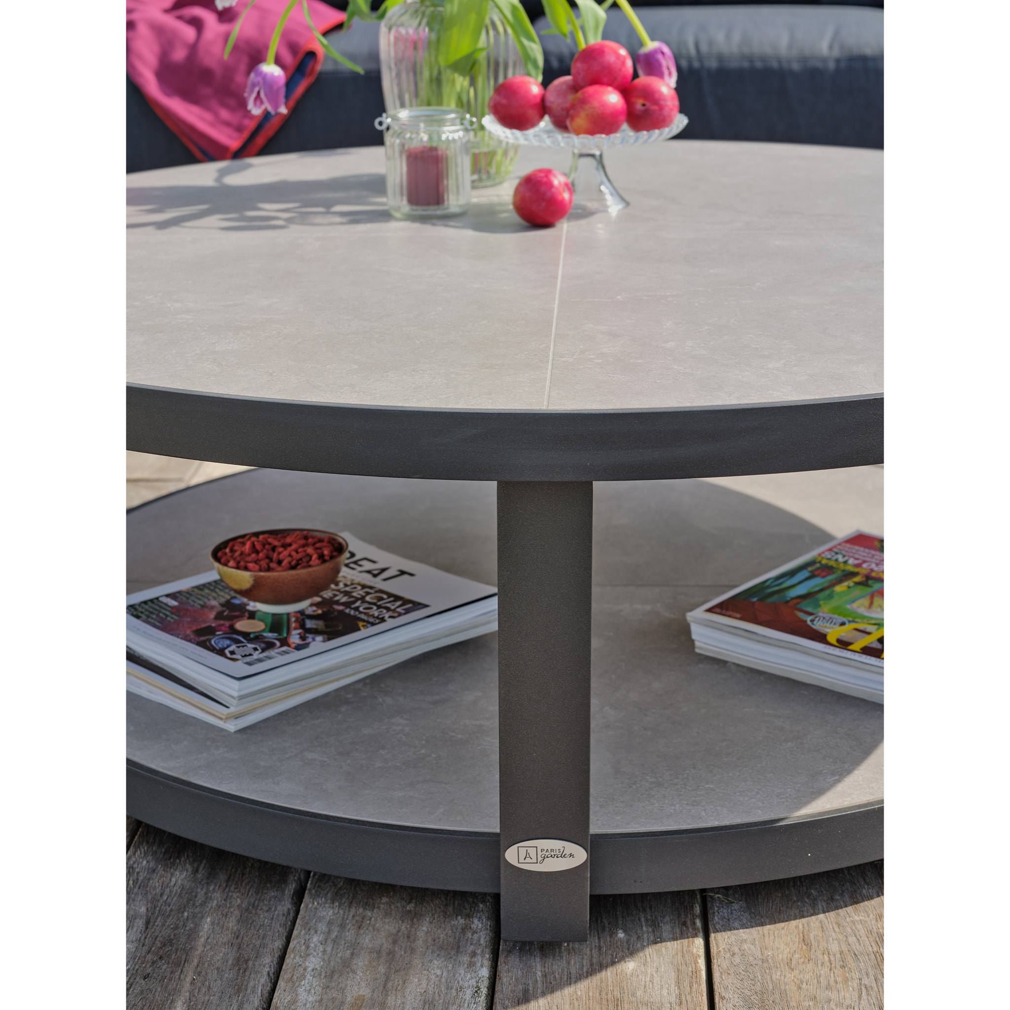 BIARRITZ - Salon bas de jardin 5 places en aluminium et corde tissée