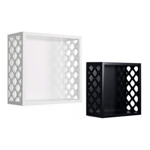 Set 2 Mensole a Cubo Missouri in MDF con Intagli Geometrici