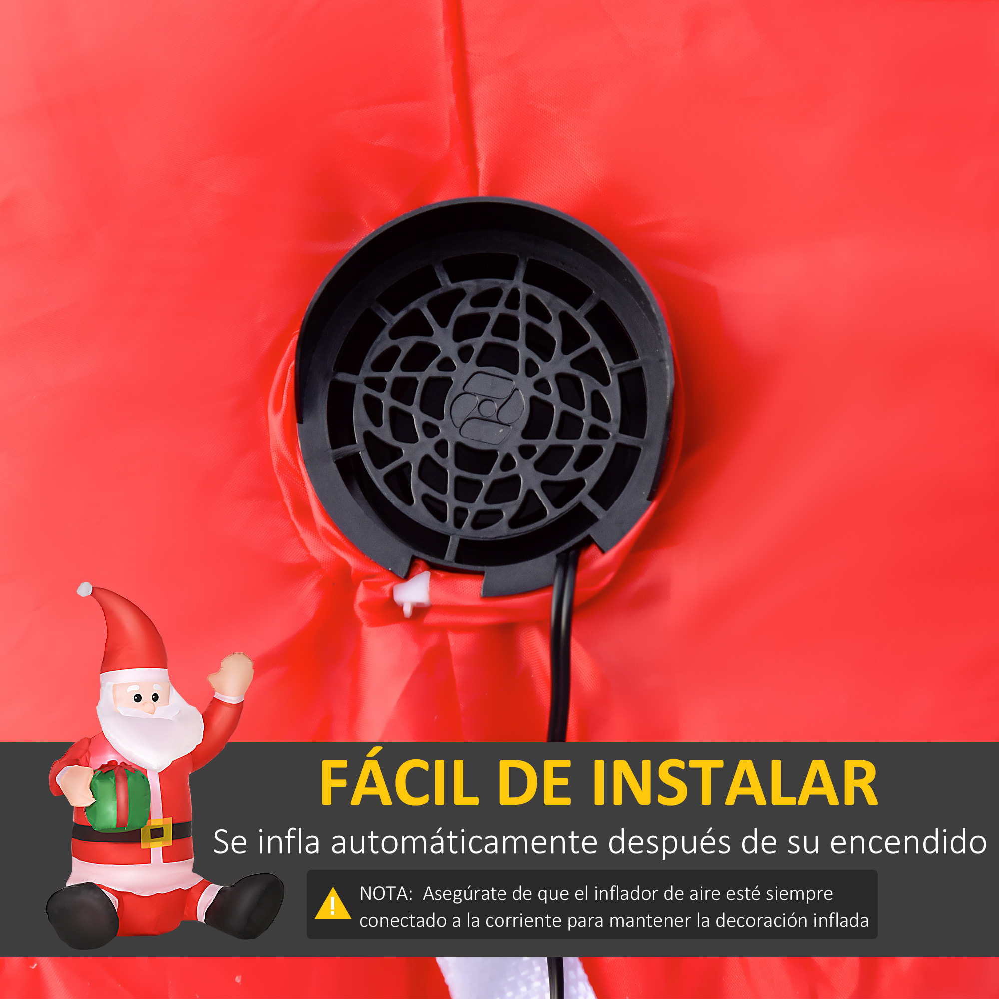 Santa Claus Hinchable Adorno Navideño con Luces LED Rojo