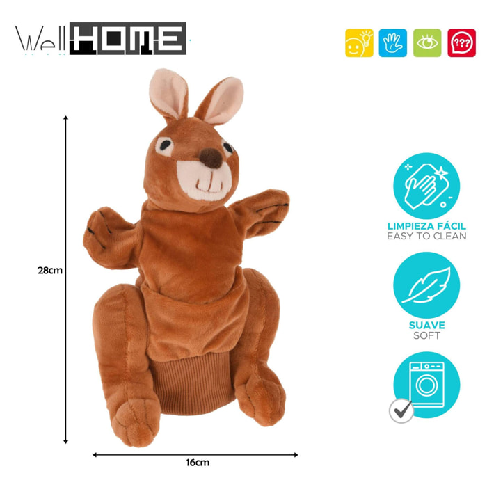 Well home - peluche de mano en forma de canguro de 28cm