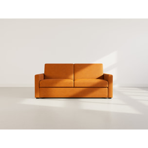 Julia - canapé lit 3 places convertible express couchage quotidien 140 cm matelas 18 cm en tissu - Rouille