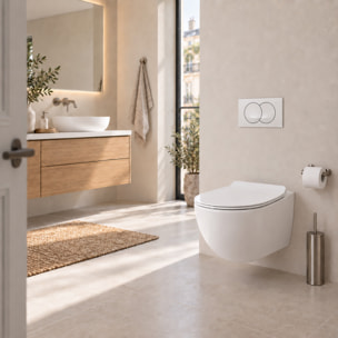 Pack WC suspendu Geberit Duofix, cuvette WC Ceramia sans bride à chasse tourbillonnante, abattant SoftClose, plaque blanche