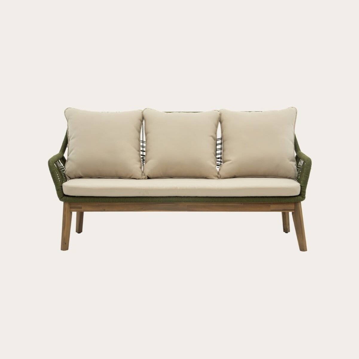 Canapé de jardin Kairo -bois massif dacacia, corde et revêtement-couleur naturel 152 x 80 x 72 cm