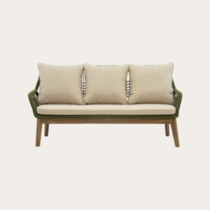 Canapé de jardin Kairo -bois massif dacacia, corde et revêtement-couleur naturel 152 x 80 x 72 cm