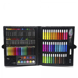 Set da pittura con 150 pezzi. Include matite, acquerelli, pennarelli, pastelli e accessori.