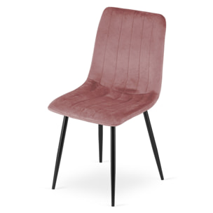 Set di 4 Sedie Lava in Velluto Rosa con Gambe Nere