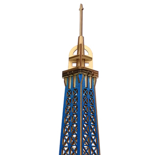 Maqueta 3D de madera. Torre Eiffel en París. 94 piezas. Color de la bandera francesa.