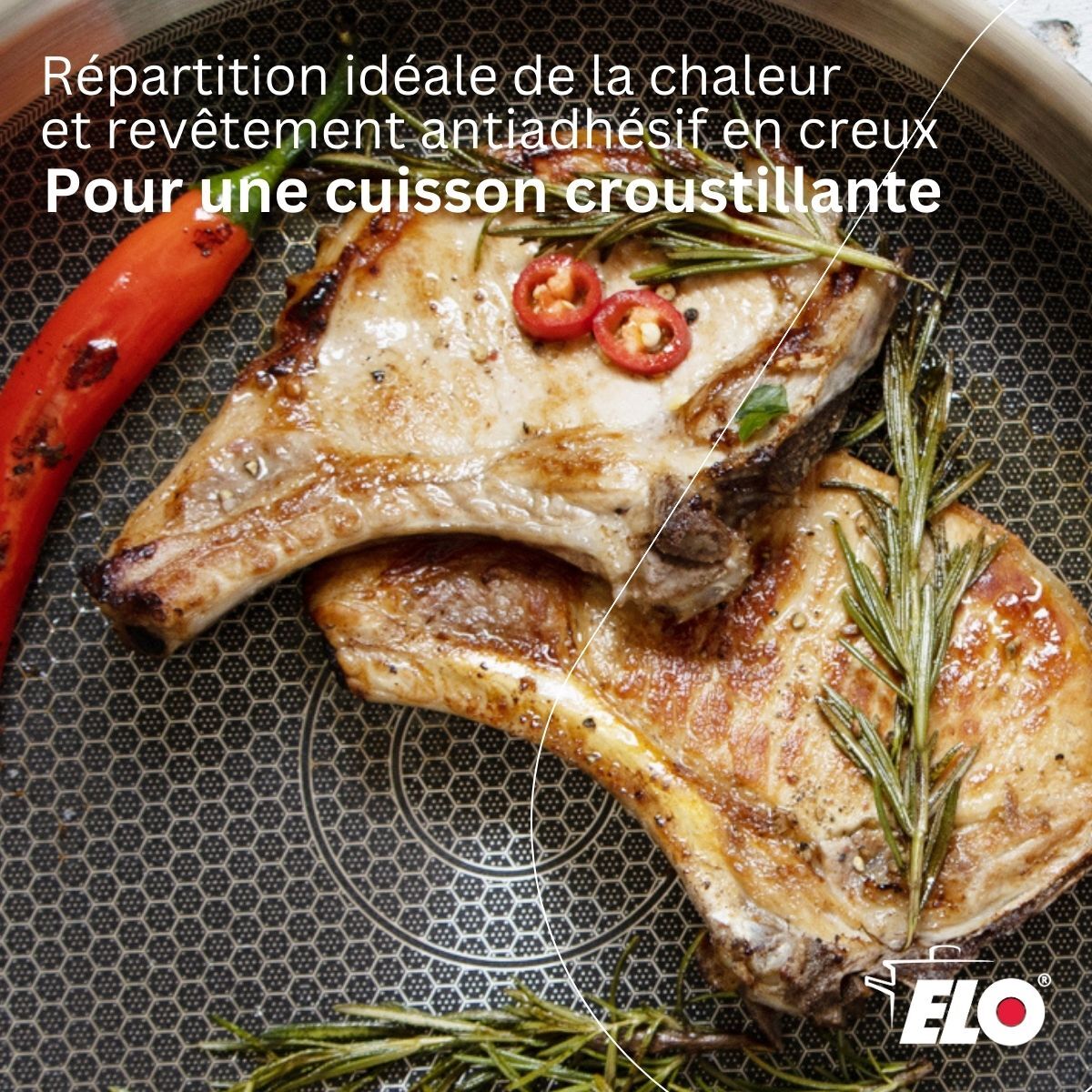 Poêle en inox 18/10 Elo Relief Evolution