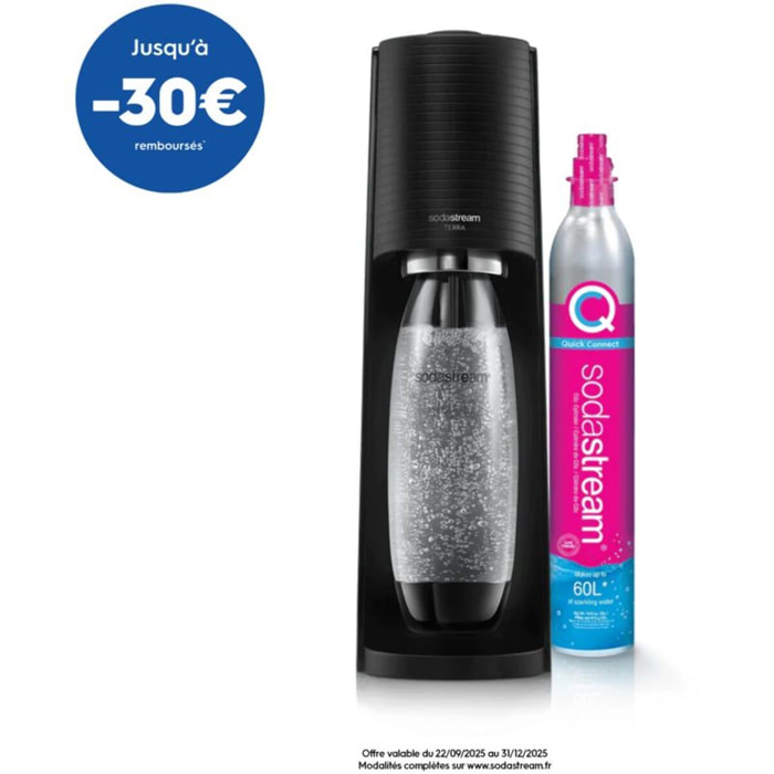 Machine à soda SODASTREAM Terra noire pack 1 bouteille + 1 recharge