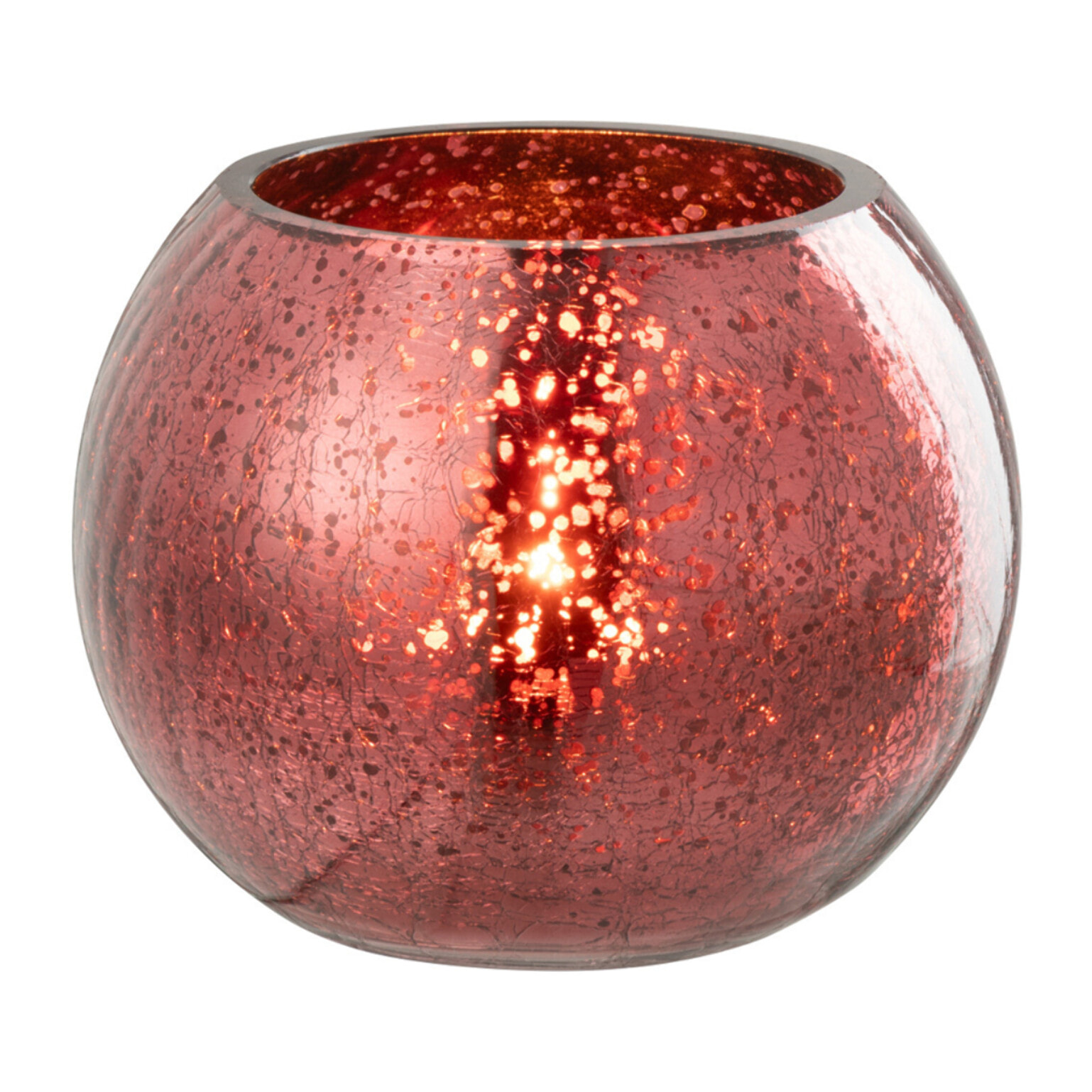 J-Line bougeoir Boule Craquelé - verre - rose - small