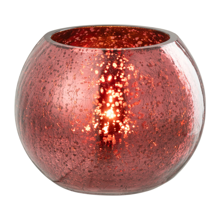 J-Line bougeoir Boule Craquelé - verre - rose - small