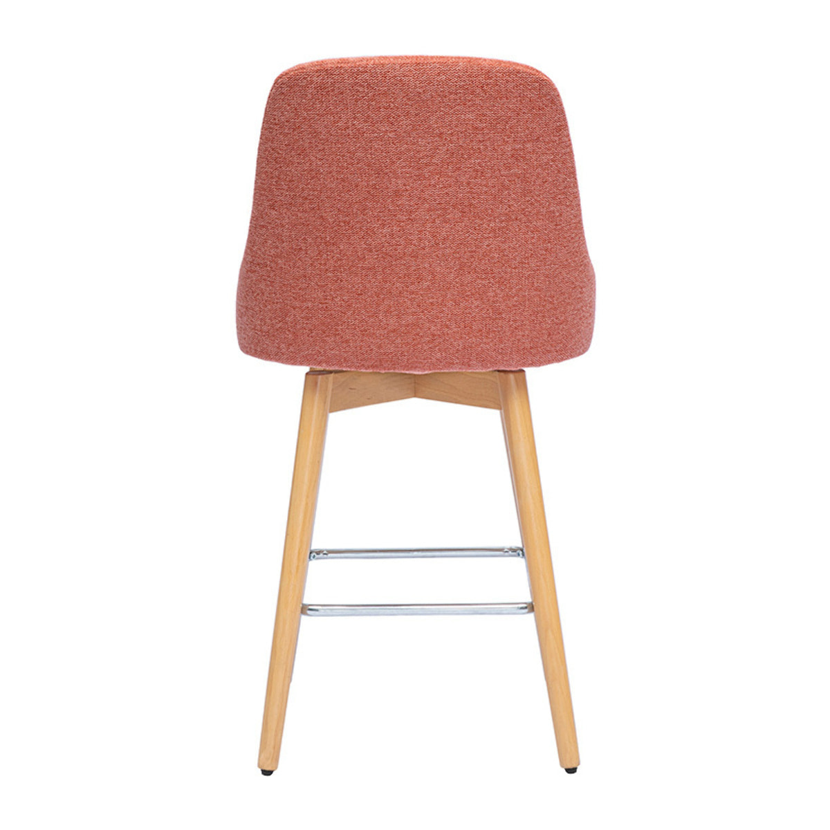 Tabourets de bar scandinaves pivotants 360° en tissu effet velours texturé terracotta et bois hêtre massif H65 cm (lot de 2) HASTA