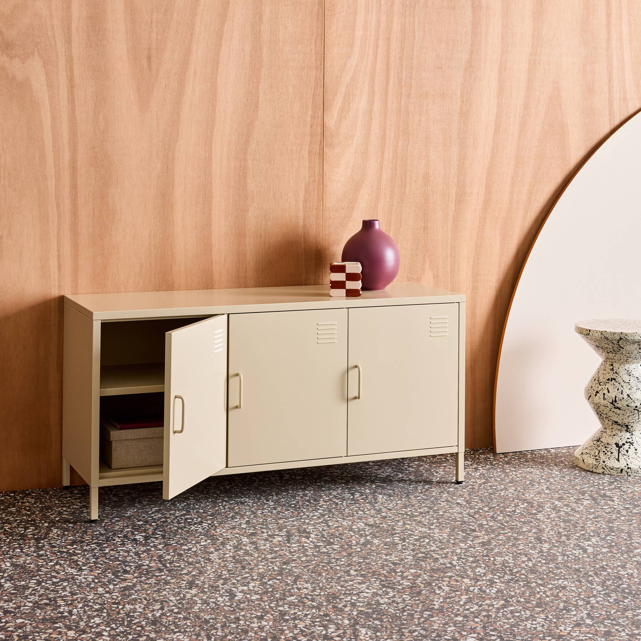 Meuble TV industriel métal 3 portes 120cm ALABAMA