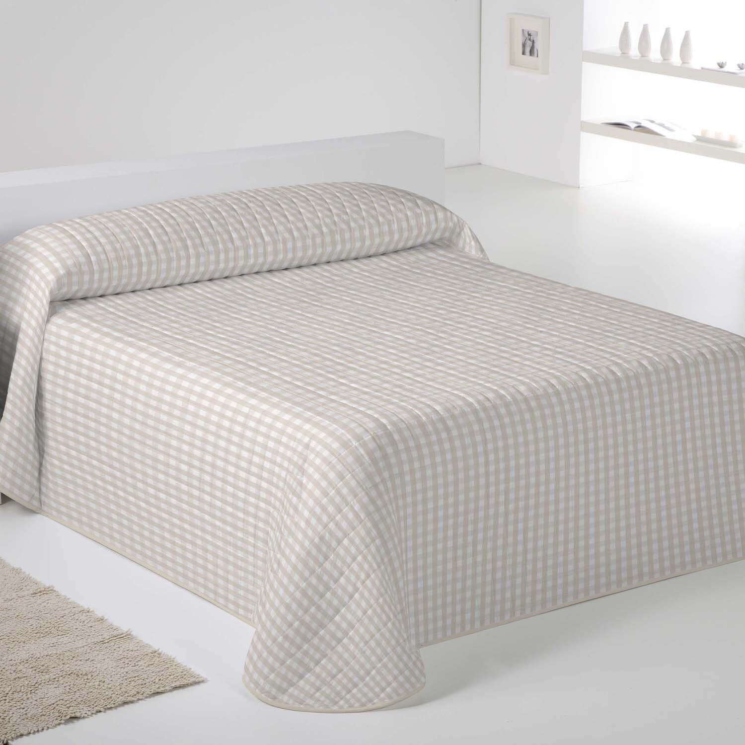 Icehome - Colcha Bouti Estampada - Reversible - 100% Poliéster - Microfibra - 70 gr/m² - Oxford Beig
