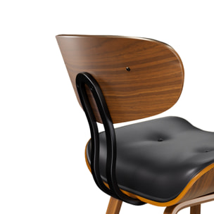 Chaise en PU noir et pieds en bois plié - Pétrus
