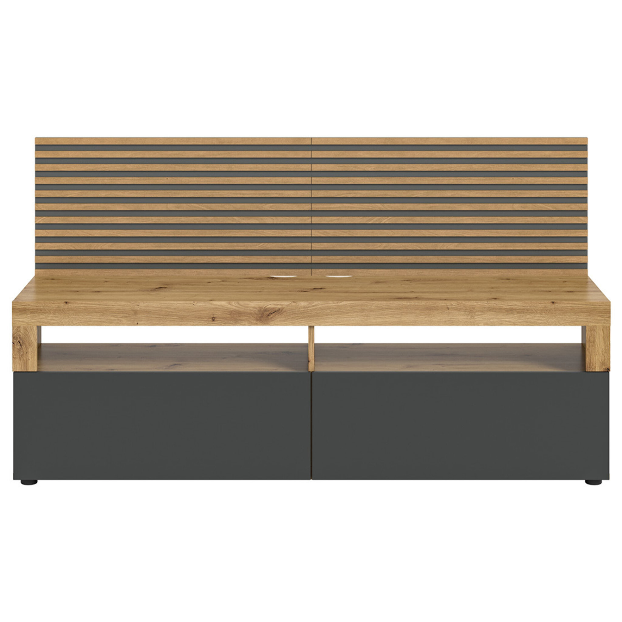 Brentford - meuble tv - effet bois et gris - 2 portes - 160 cm - Bois / Gris