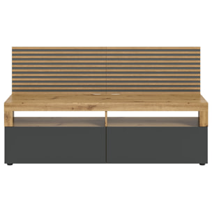 Brentford - meuble tv - effet bois et gris - 2 portes - 160 cm - Bois / Gris